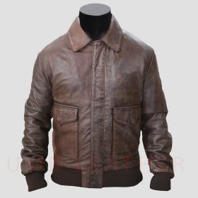 Distressed Brown Leather Jacket