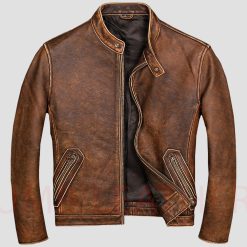 Cafe Racer vintage Brown Leather Jacket