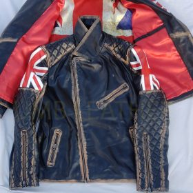Union Jack flag Vintage Leather Jacket
