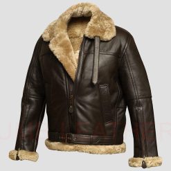 B3 Fur Leather Jacket Brown