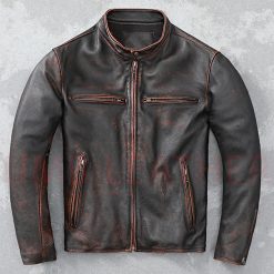 Biker vintage Brown Leather Cafe Racer Jackets