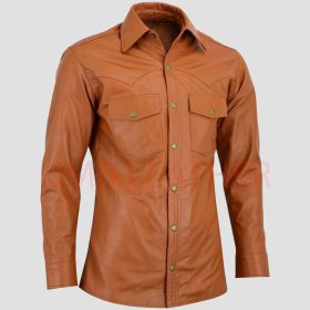 Leather Western Trucker Cowboy Shirt