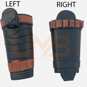 Mandalorian Leather Leg Greave Armor | Din Djarin Leather Legs Right And Left Black