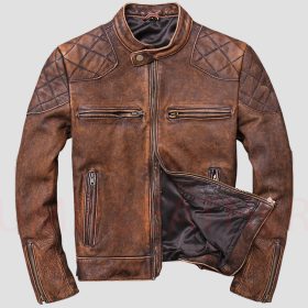 Distressed Brown Leather Jacket