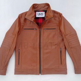Mens Hooded Leather Genuine Slim Fit Jacket