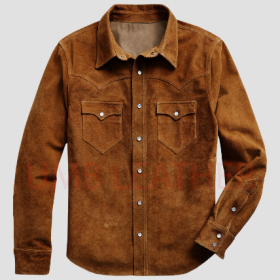 Men Suede Trucker Shirt, Real Suede Leather Scully Western Jacket
