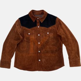 Men suede brown scully shirt