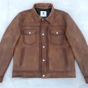 Genuine Leather Trucker Jacket Men