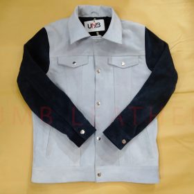 Mens Suede Cowboy White Leather Jacket