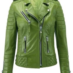 Dodge Green Women Leather Jacket Stylish Lambskin Biker Jacket