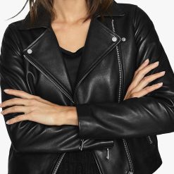 Women Black Biker Leather Jacket