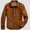 Classic Suede Leather Western Cowboy Trucker Shirt Jacket Gift
