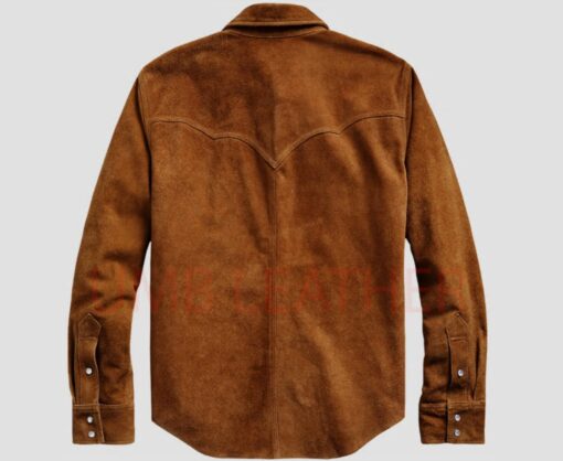 Men Suede Trucker Shirt, Real Suede Leather Scully Western Jacket,