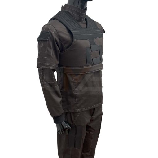 Mandalorian Brown Flight Suit Din Djarin 3-Piece Cosplay Costume with Top, Flak Vest, and Pants, Customizable Fit