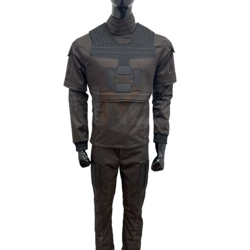 Mandalorian Brown Flight Suit Din Djarin Cosplay Costume 3-piece set with top, flak vest, and pants – Customizable fit and Velcro attachments